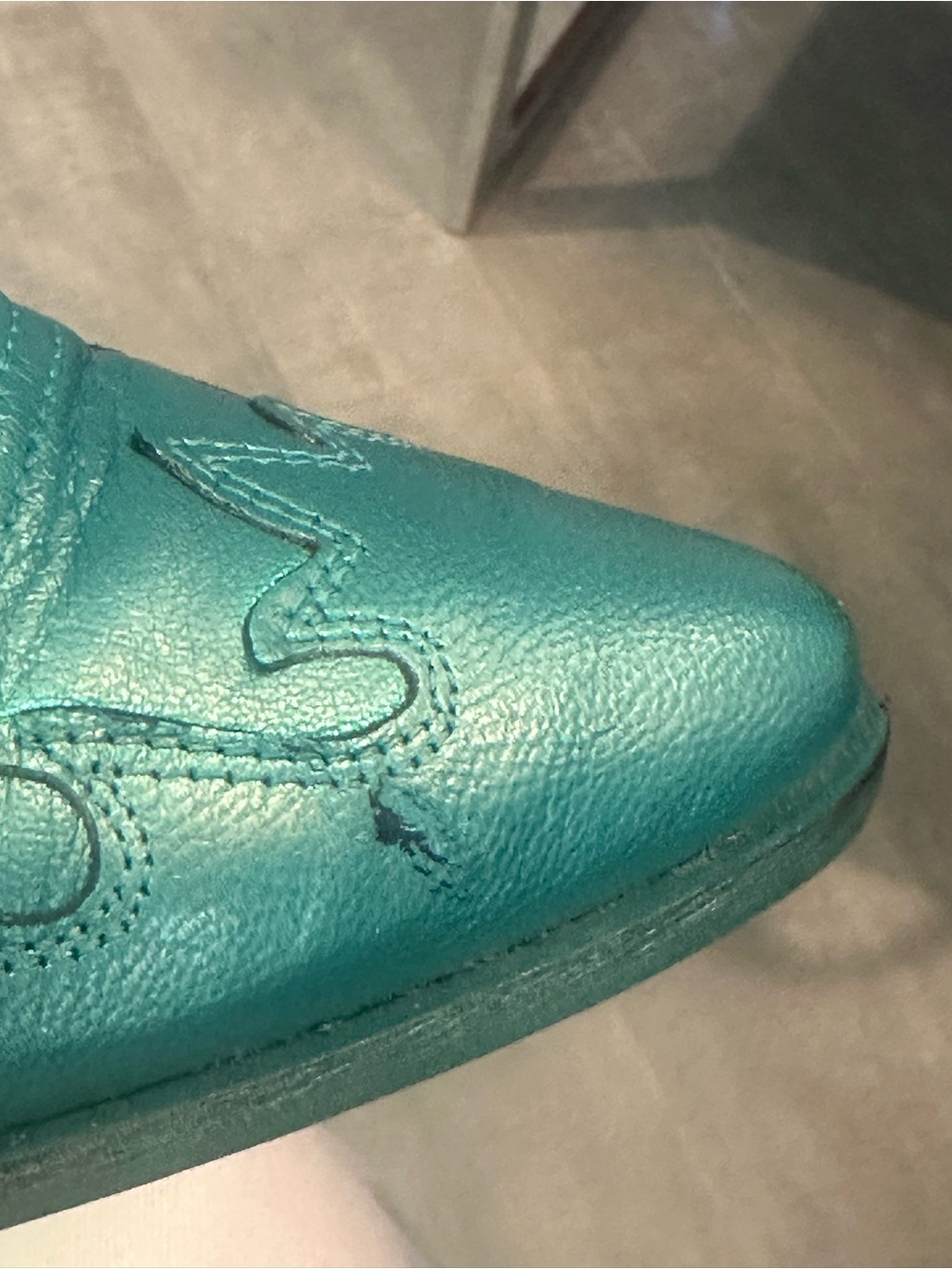 ESC Teal Leather Cowboy Boots Womens 37 - Picture 7 of 8